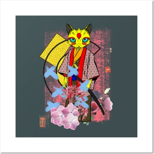 cat samurai warriors  pop art Posters and Art